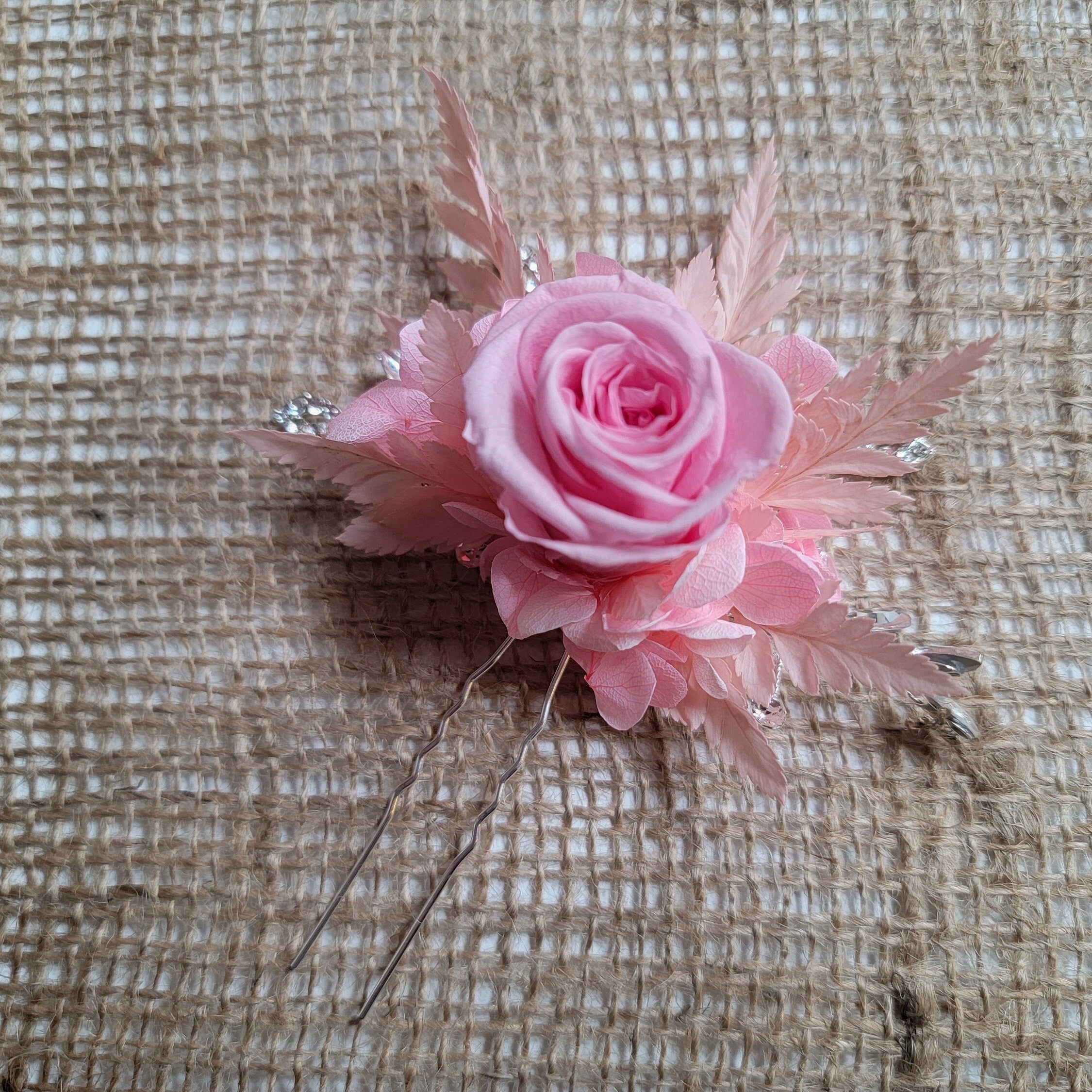 Preserved Rose Hair Pins: Dried Floral Wedding Hair Accessories